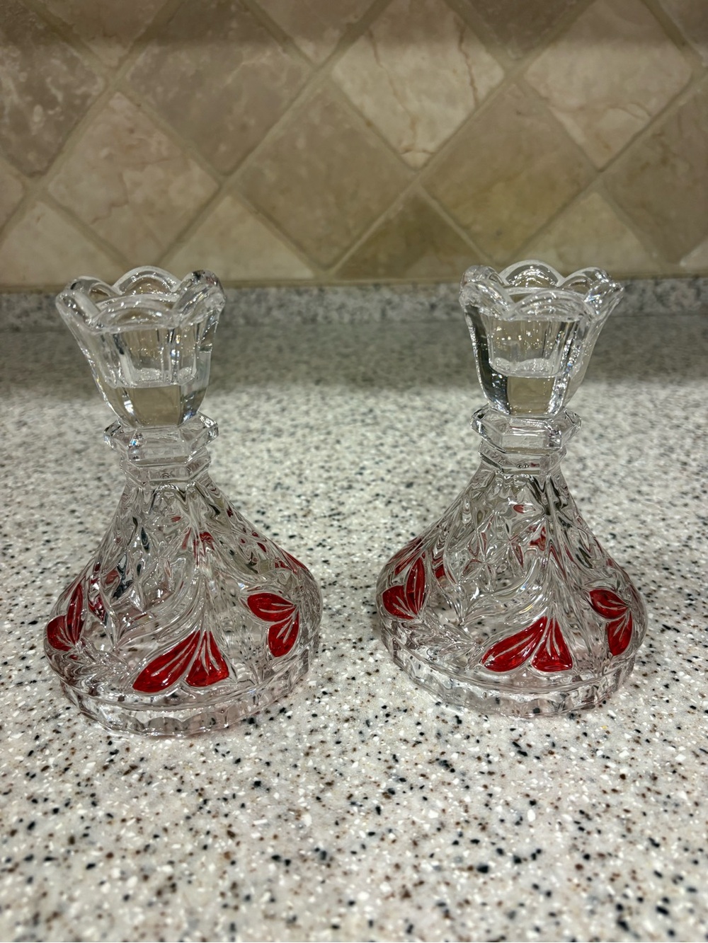 Anna Hutte Bleikristall Candle Holders 24% Lead Germany. Set Of 2